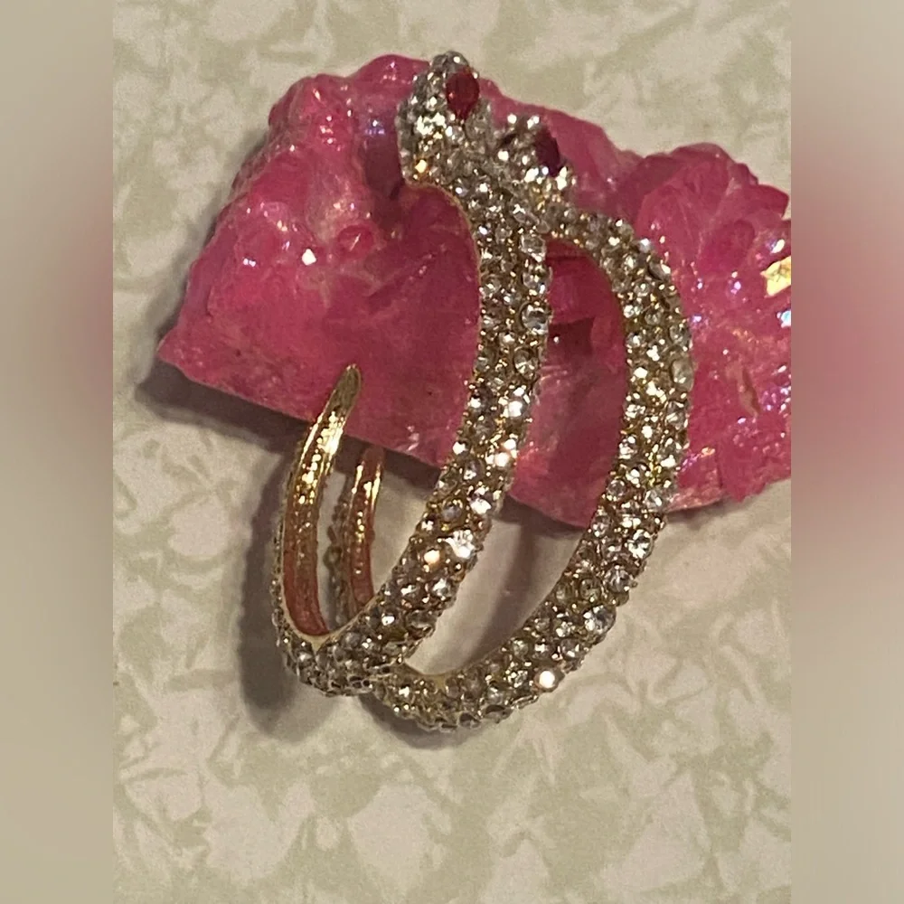 Damaged Snake Rhinestone Earrings for Parts, Repairs or Crafts 💎